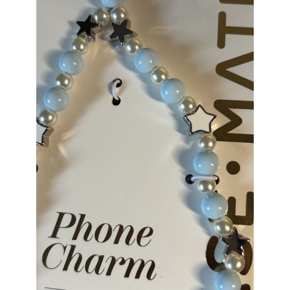 Case-Mate Mini Phone Charm Beaded Blue Silver Stars Pearls - Picture 3 of 3